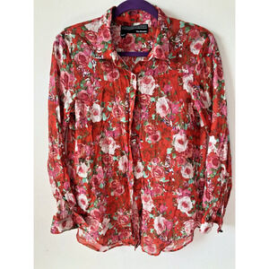 The Kooples Red Floral Blouse Size Large